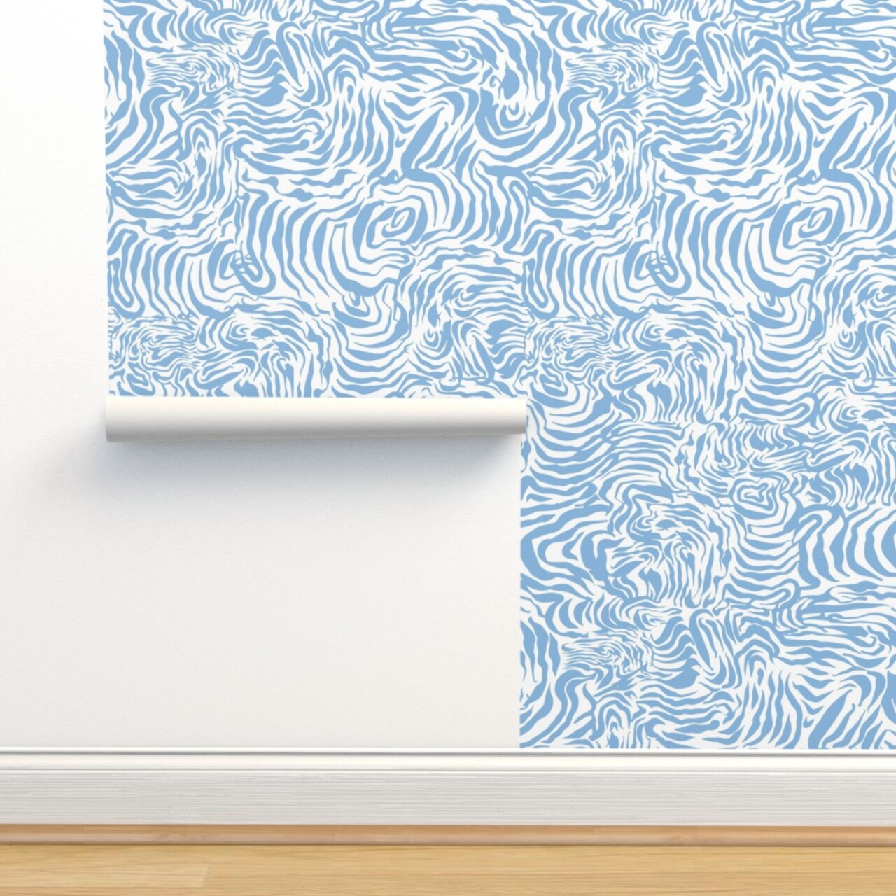 Cornflower Blue Nautical Abstract Lines Ocean Waves Coastal Pastel Pale Custom Removable Wallpaper by Spoonflower Peel & Stick Wallpaper 2FT Wide